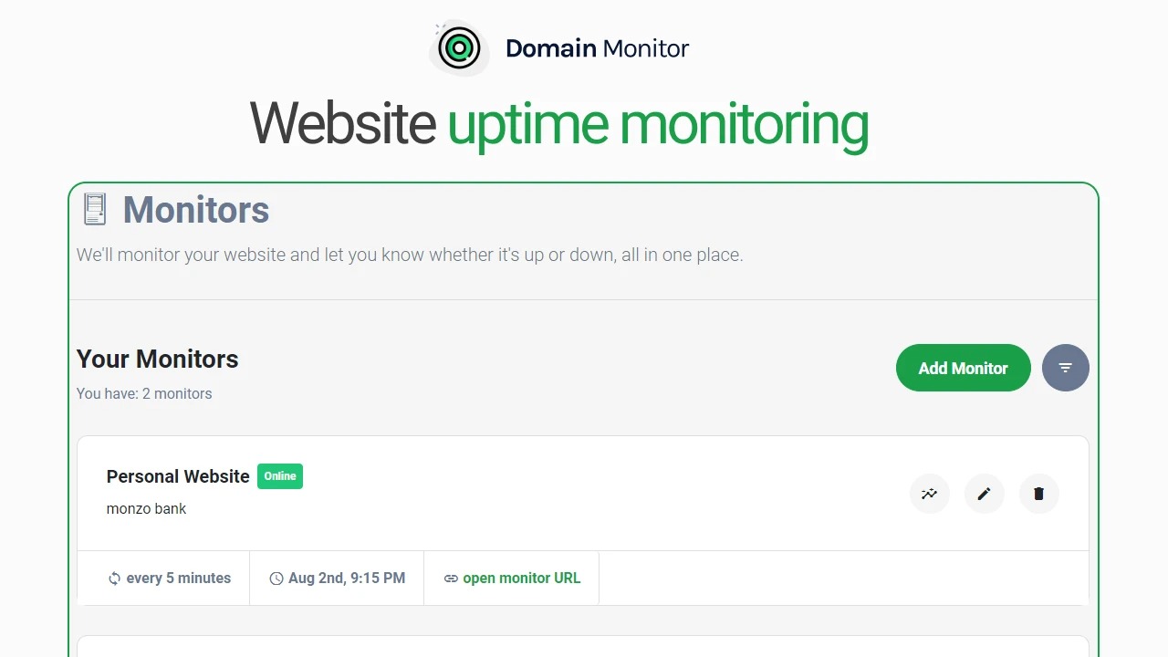 Domain Monitor の画面 3