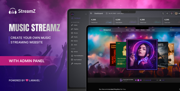 Streamz- A music streaming website with admin panel screenshot 1