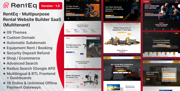 RentEq – Multitenant Equipment Rental SaaS (White-Label Website Builder)