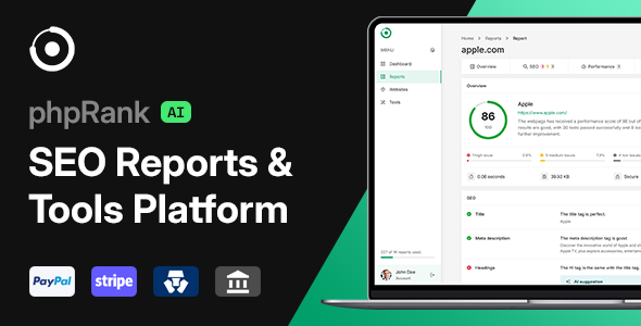 phpRank - SEO Reports & Tools Platform 화면 2