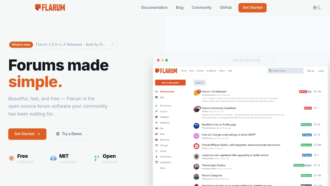 Flarum の画面 1
