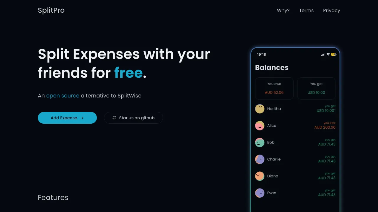 Splitpro の画面 1